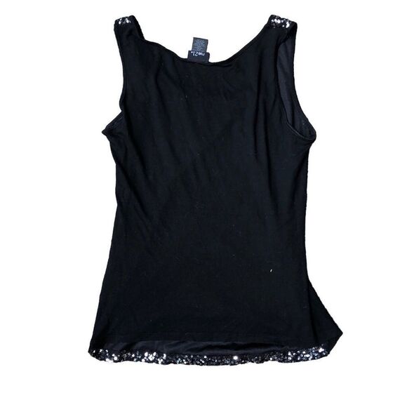 Rue 21 black tank top with silver sequins. Size medium - Picture 3 of 6